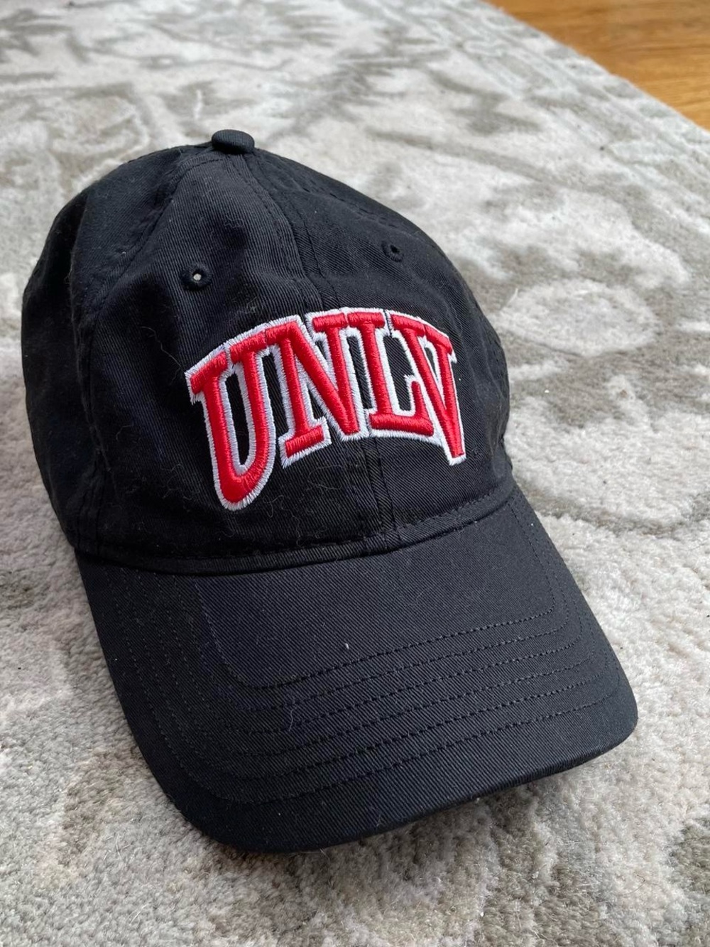 NCAA UNLV Black Hat with Red and White Embroidery